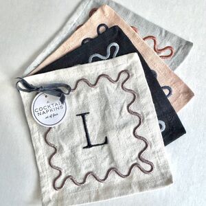 Monogram Cotton Cocktail Napkins, Set of 4, Letter: L, Anthroplogie